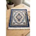 Lotus Dükkan Çanta Boy Alın Seccadesi - Mause Pad Olarak Kullanılabilir - 10 - Kilim Desen - Lacivert Tonları