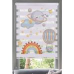Lotus Gökkuşağı ve Gezegen Desenli Zebra Stor Perde - Trend - Yeni Sezon - Çocuk Odası - Bebek Odası - 124 - 130 x 200 cm - Beyaz