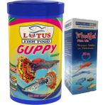 Lotus Guppy Granulat 100ML Tropikal Akvaryum Balık Yemi ve Vitamini - 100ml + Vit