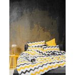 Lotus Home Zigzag Desen Lüks Pamuklu Tek Kişilik Nevresim Takımı Seti Sarı