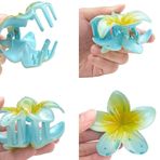 Lotus Kadın Saç Tokası Saç Aksesuarları Kadınlar İçin, Büyük Pençe Klipsleri, Hawaii Çiçek Lotus Çiçeği Saç Tokası Büyük Boy 8 CM(Mavi)