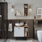 Lotus Lavabolu Mdf 65 Cm Banyo Dolabı + Aynalı Dolap Atlantik Çam - Beyaz