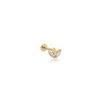Lotus Model Taşlı Altın Tragus Piercing