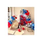 LOTUS PARTY 50 Adet Örümcek Adam Konsepti - ( Spiderman ) Pastel Gri - Kırmızı - Metalik Lacivert Balon Zinciri