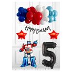 LOTUS PARTY Robot araba Set - Transformers Araba adam Doğrum Günü Seti - Transformers Balon Mavi Kırmızı Balon 1 Yaş