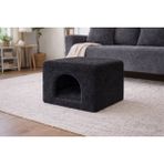 Lotus Port Mobilya Kedi Evi Kafesi Welsoft Siyah Peluş Kumaş