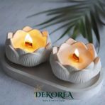 Lotus Seramik Mum – El Yapımı Aromaterapi Mum - Beyaz - 1 Adet