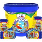 Lotus Tropical Mix 3kg Kova, 4X100ML Guppy Granulat Kutu Lepistes Melek Moli Canlı Doğuran Akvaryum Balık Yemi