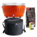 LotusGrill XL Kömürlü Dumansız Mangal Portakal Turuncu SET (Çanta + 2,5KG Kömür + Yakıt Jeli)