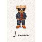 Loucas: Cahier personnalisé avec prénom Loucas | Cadeau d'anniversaire pour enfant, garçon, homme, copain ... | Nounours | 110 pages lignée, Petit Format 6x9 pouces (15,24 x 22,86 cm)