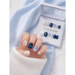 Louesse Beauty Louésse Blue Butterfly Chic Takma Tırnak 12’li Lacivert Beyaz Taşlı Kelebek Nail - Çok Renkli