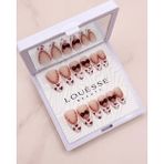 Louesse Beauty Louésse Cherry Love Takma Tırnak Seti 12’li Kalp Desenli Kırmızı French Şık Model - Çok Renkli