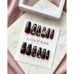 Louesse Beauty Louésse Galaxy Noir Takma Tırnak Seti 12’li Kırmızı Siyah Geçişli Yıldız Taşlı Şık Model - Çok Renkli