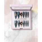 Louesse Beauty Louésse Midnight Heart Takma Tırnak 12’li Koyu Yeşil Taşlı Kalp Detaylı Night Glam Nail - Çok Renkli
