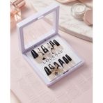Louesse Beauty Louésse Midnight Pearl Takma Tırnak Seti 12’li Siyah Nude Geçişli Taşlı & Inci Detaylı Şık Model - Çok Renkli