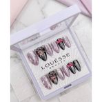 Louesse Beauty Louésse Pink Dot Glam Takma Tırnak 12’li Siyah Krom Pembe Puantiyeli Kurdeleli Nail - Çok Renkli