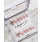 Louesse Beauty Louésse Pink Pearl Ribbon Takma Tırnak 12’li Pembe Beyaz Inci Kurdeleli Sweet Nail - Çok Renkli
