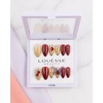 Louesse Beauty Louésse Vintage Rose Takma Tırnak Seti 12’li Kırmızı Nude Gül Detaylı Taşlı Şık Model - Çok Renkli