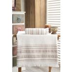 Louis Marie 50x90+70x140 cm Saçak Detaylı %100 Pamuk Vip Kahverengi Banyo Havlu Seti