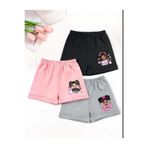 LOUİSA Kız Çocuk 3'lü Paket Girls Baskılı Siyah-Gri-Pembe Penye Şort