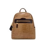 Louisiana Polo Kadın Sırt Çantası, Kroko Desenli, Vizon Kahve, 30x26x11 cm
