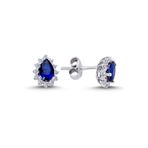 Lova 3020003 Pırlantalı Damla Safir Anturaj Küpe