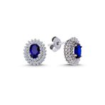 Lova 3020004 Pırlantalı Oval Safir Anturaj Küpe