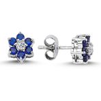 Lova 3020005 Pırlantalı Safir Papatya Küpe