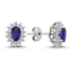 Lova 3030022 Pırlantalı Oval Safir Anturaj Küpe