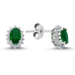 Lova 3040013 Pırlantalı Oval Zümrüt Anturaj Küpe