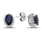 Lova 3040014 Pırlantalı Oval Safir Anturaj Küpe