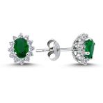 Lova 3050001 Pırlantalı Oval Zümrüt Anturaj Küpe