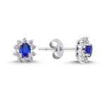 Lova 3050004 Pırlantalı Oval Safir Anturaj Küpe