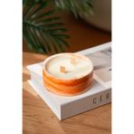 Love Bundles Amber Swirl Glow%100 Soya Wax Çift Odun Fitilli Dekoratif Mermer Desen Silindir Mum Turuncu