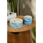 Love Bundles Blue Marble %100 Soya Wax Odun Fitilli 2’li Dekoratif Mermer Desen Mum Seti - Mavi - 2 Adet