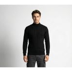 Love Giyim Yarım Balıkçı Yaka Çizgi Desenli Erkek Kazak - Siyah - 2XL