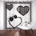 Love Heart Ekose Perde 2'li Set Isı Yalıtımlı Siyah Beyaz Manda Ekose Perde Yatak Odası ve Oturma Odası için 118 x 138 cm Opak Karartma Perdeleri Delikli Soğuk ve Gürültü Karşıtı Kırmızı