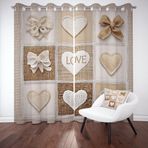 Love Heart Papyon Karartma Perdeleri Seti 118 x 138 cm Isı Yalıtımlı Soğuk Karşıtı Vintage Rustik Estetik Tasarım Yatak Odası Oturma Odası Çocuk Odası için 2'li Paket Delikli