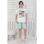 Love Is Kız Çocuk Üst Süprem Alt 2 Ip Şort Takım - Su Yeşili - 10 - 11 Yaş
