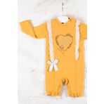 Love Kalp Nakışlı 100 Pamuk Kız Bebek Tulumu