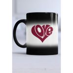 Love Kalp Sevgiliye Hediye Kupa Bardak Sihirli - 1 Adet - 300 ml - Siyah