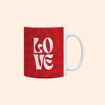 Love Kupa – Sevgililer Günü,desenli Hediyelik Porselen Bardak, Kahve ve Çay Kupası, Kırmızı Baskılı Kupa - Kırmızı - Beyaz - 300 ml