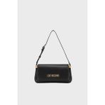Love Moschino Kadın Ayarlanabilir Omuz Askılı Manyetik Tutturuculu Kabartmalı Logolu Siyah Omuz Çantası JC4058PP0MLO0000