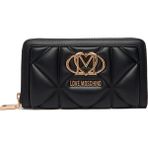 Love Moschino Kadın Deri Fermuar Kapama Nakit ve Kart Bölmeli Metal Logo Siyah Cüzdan JC5644PP0NLC0-000