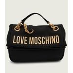 Love Moschino Kadın Deri Metal Toka Kapamalı Ayarlanabilir Kayış Siyah Omuz Çantası JC4309PP0NKD0-00A