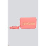 Love Moschino Kadın Deri Üzeri Logo Desenli Fermuar Kapamalı Iç Bölmeli Mercan Omuz Çantası JC4023PP1MKD0-464 - Pembe