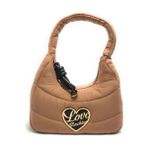 Love Moschino Kadın Kumaş Kapitoneli Metal Tokalı Fermuar Kapama Kahverengi Omuz Çantası JC4349PP0NKY1-10A