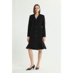 Love My Body Kadın Cepli Mono Kaban Siyah Polyester Midi Dar Kalıp Özellikli 136L9703000 - 38