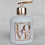 Love Sıvı Sabunluk Gold Detaylı Dekoratif Banyo Wc Sabun Pompası - Beyaz