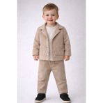 love Sweat Polar Ceket Polar Pantolon 3lü Erkek Çocuk Takım - Krem - Beyaz - 2 Yaş